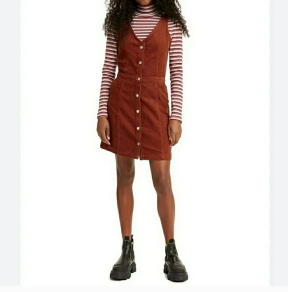 Levi’s 100% Cotton Tuli Corduroy Button Up Overall Dress Size S 90s Utility